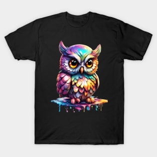 Magical Holographic Owls: Drippy T-Shirt